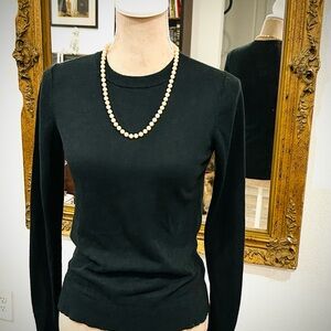 Banana Republic Silk Cashmere Classic Preppy Old Money Black Sweater Sz small
